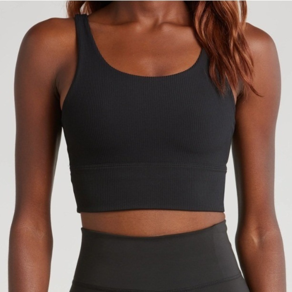 NWOT NIKE Zenvy Rib Dri-Fit Sports Bra Black Women Size XS Active Workout Gym